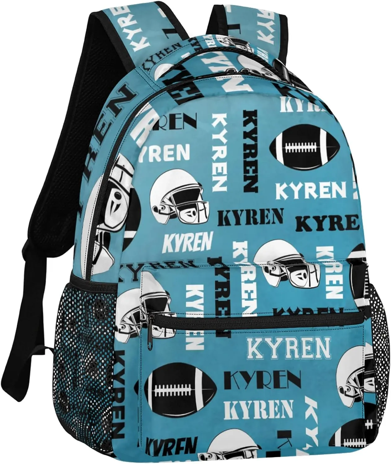 Custom Football Backpack for Men Women, Personalized Name Sports Bag Backpack, Laptop Backpacks Daypack for Travel Camping, Dark Blue