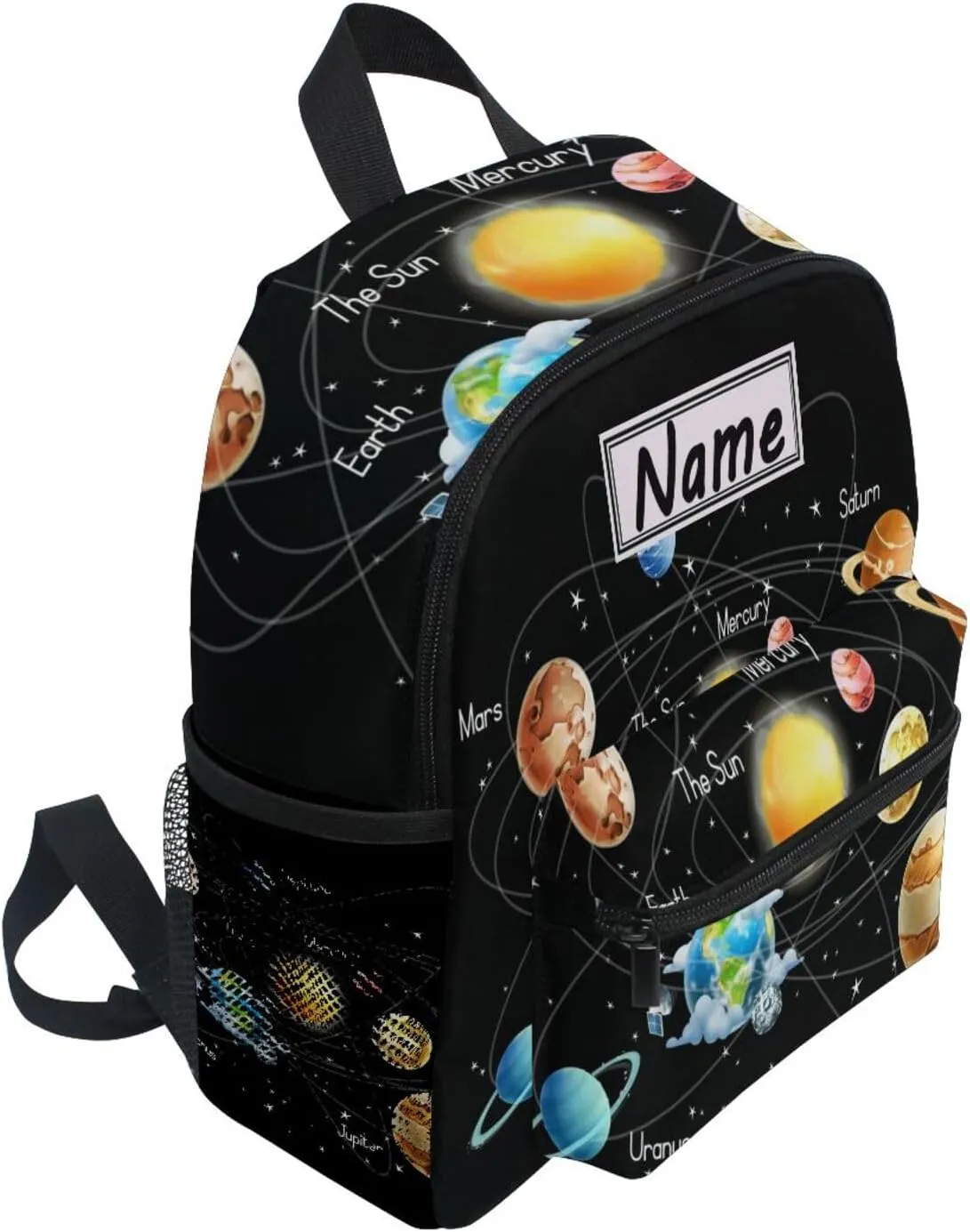 Custom Kids Toddler Mini Backpack for Girls Boys Solar System Galaxy Black Personalised Children's Backpacks School Bag with Kid's Name/Text