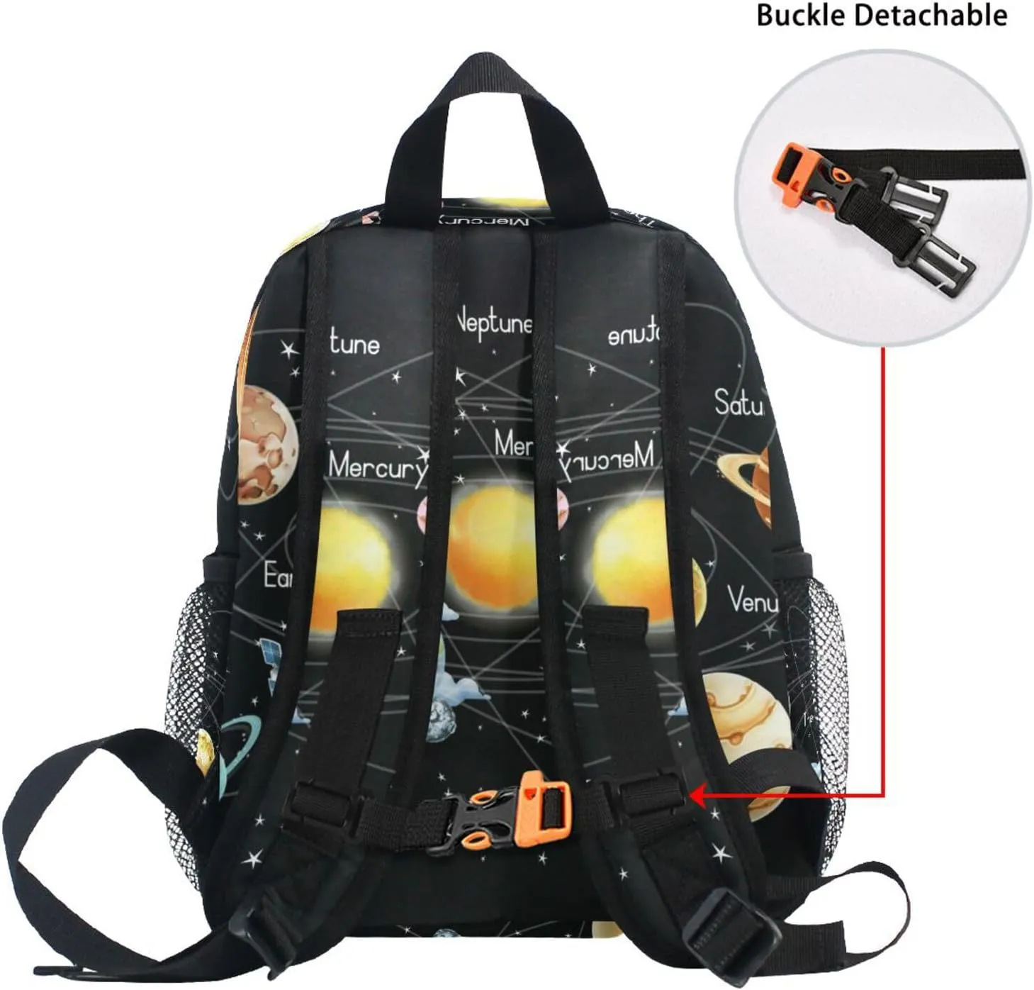 Custom Kids Toddler Mini Backpack for Girls Boys Solar System Galaxy Black Personalised Children's Backpacks School Bag with Kid's Name/Text