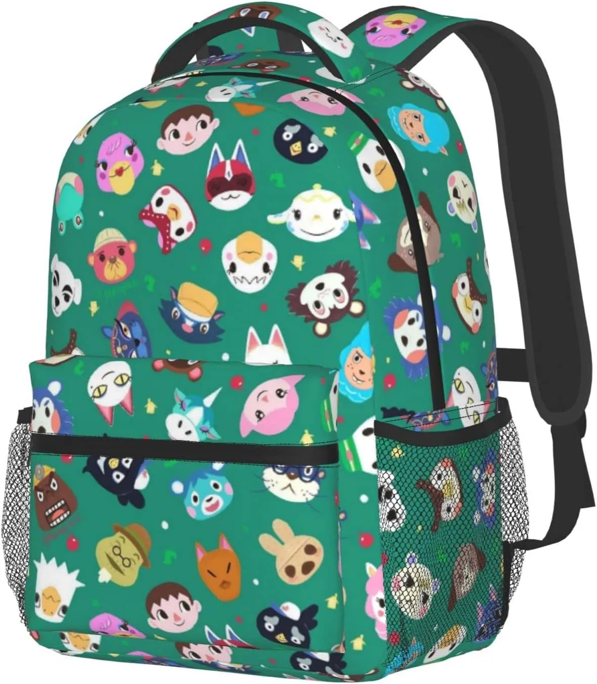 Cute Animal Pattern Laptop Backpack Girls Boys Bookbag Fashion Casual Travel Bag Preschool Large Daypack For With Chest Strap Multi-Pocket One Size Green