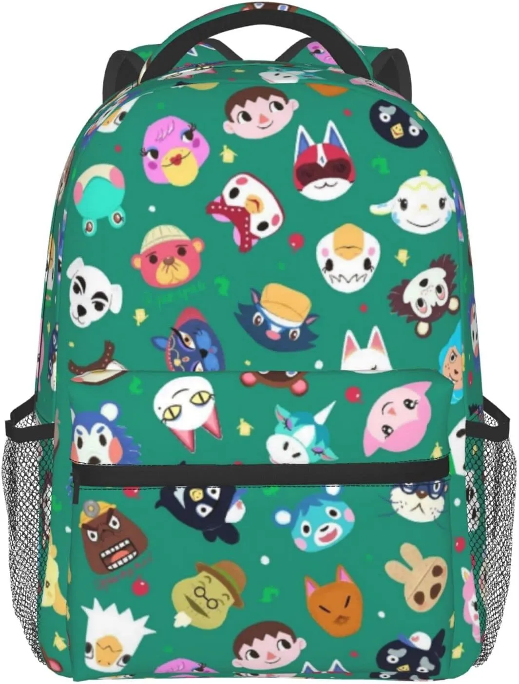 Cute Animal Pattern Laptop Backpack Girls Boys Bookbag Fashion Casual Travel Bag Preschool Large Daypack For With Chest Strap Multi-Pocket One Size Green
