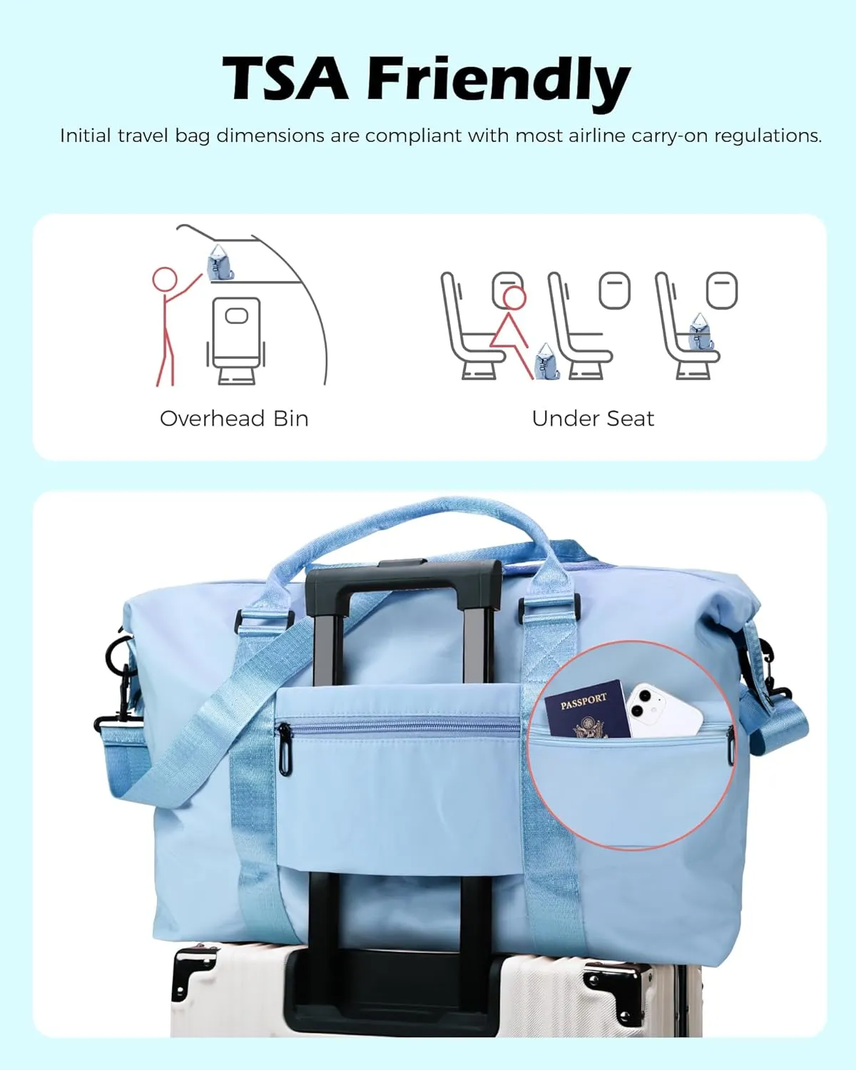 Cute Bags for Girls, Initial Travel Duffel Bag, Sports Gym Bag, Personalized Weekender Bag with Shoulder Strap, Monogram Overnight Bag, Birthday Gifts for Kids (Letter E)