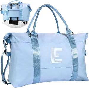 Cute Bags for Girls, Initial Travel Duffel Bag, Sports Gym Bag, Personalized Weekender Bag with Shoulder Strap, Monogram Overnight Bag, Birthday Gifts for Kids (Letter E)