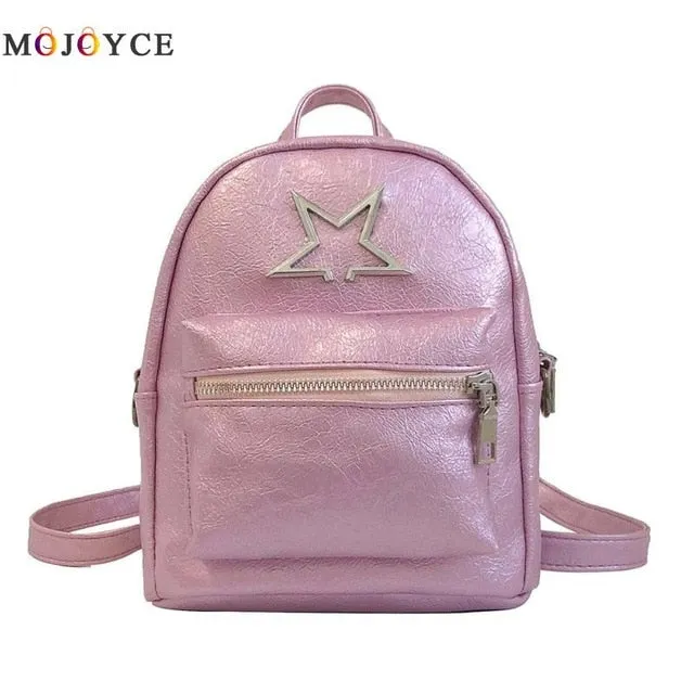 Cute Star Women Girl PU Leather Backpacks Travel Shoulder Mini Backpacks