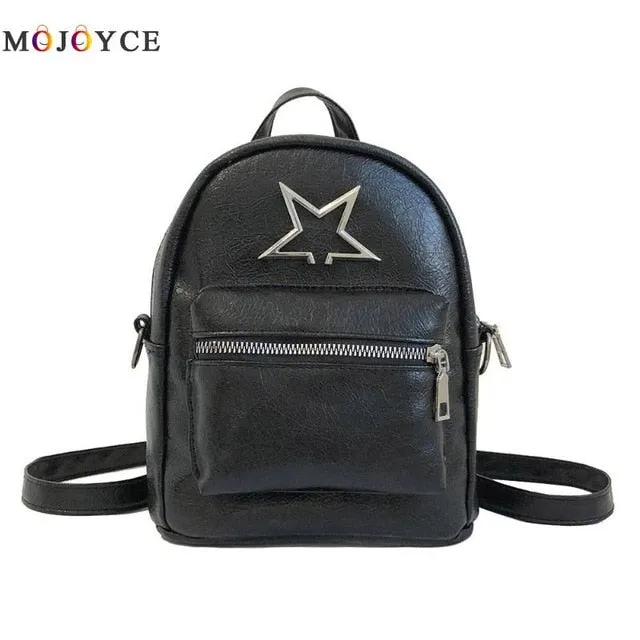Cute Star Women Girl PU Leather Backpacks Travel Shoulder Mini Backpacks
