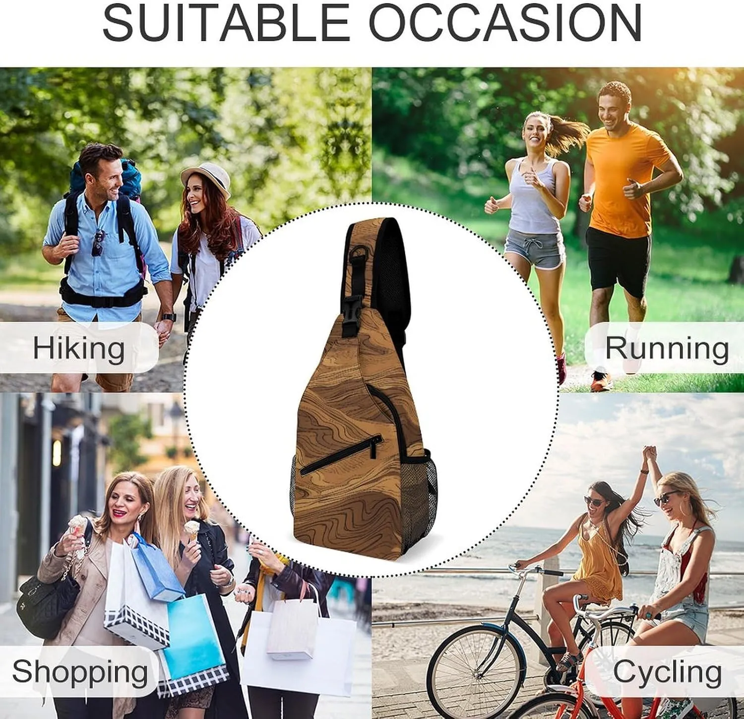 Dark And Light Colors Crossbody Bag, Sling Bag, Sling Backpack, Belt Bags for Travel Outdoors Hiking