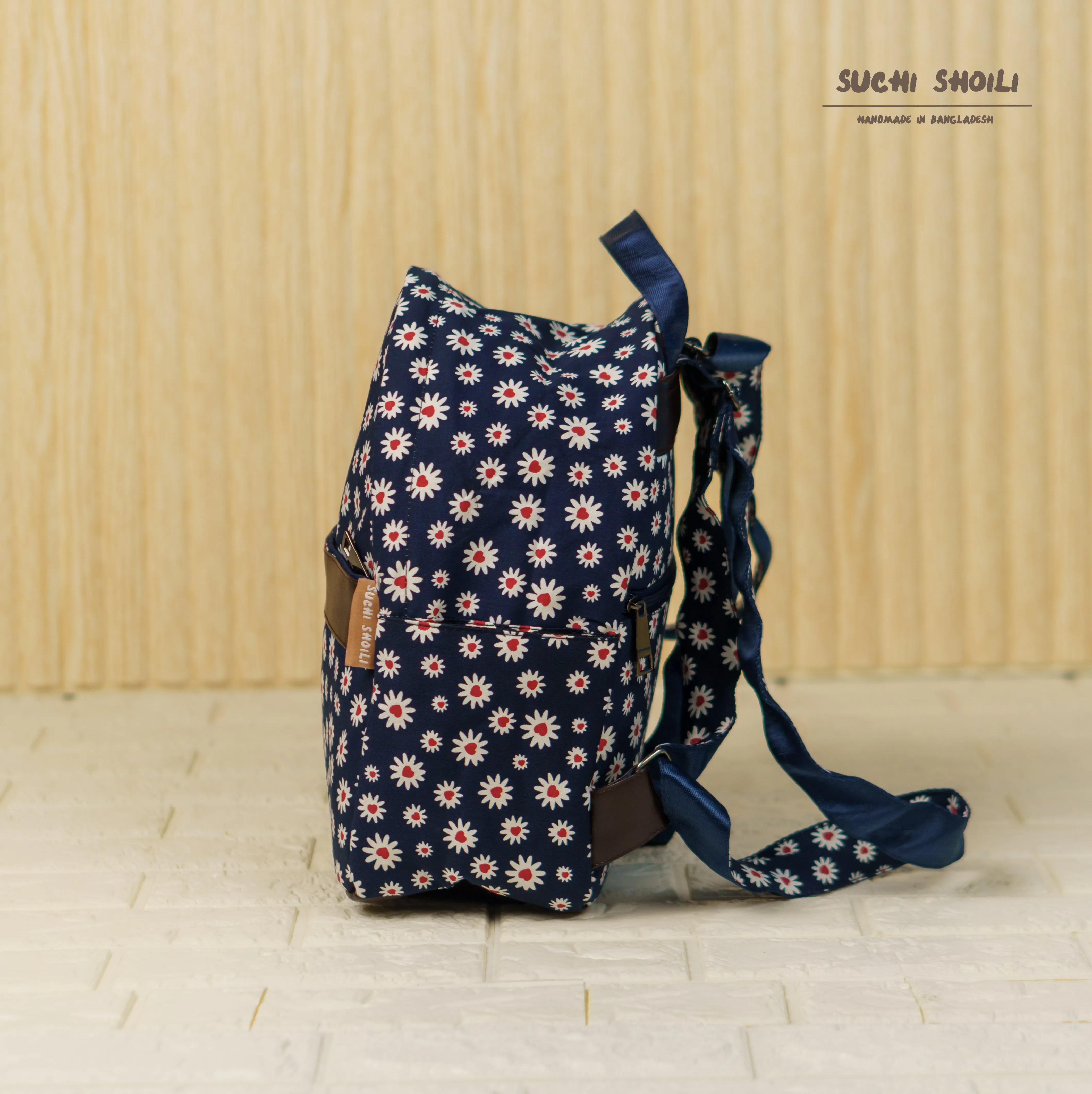 Dark Navy Small Floral Rebeka Backpack