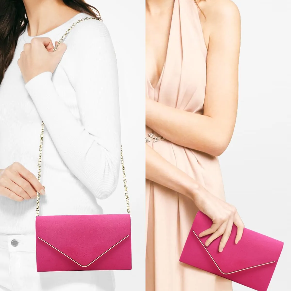 Dasein Women Faux Suede Evening Clutch Bags Formal Party Clutches Wedding Purses Cocktail Prom Clutches