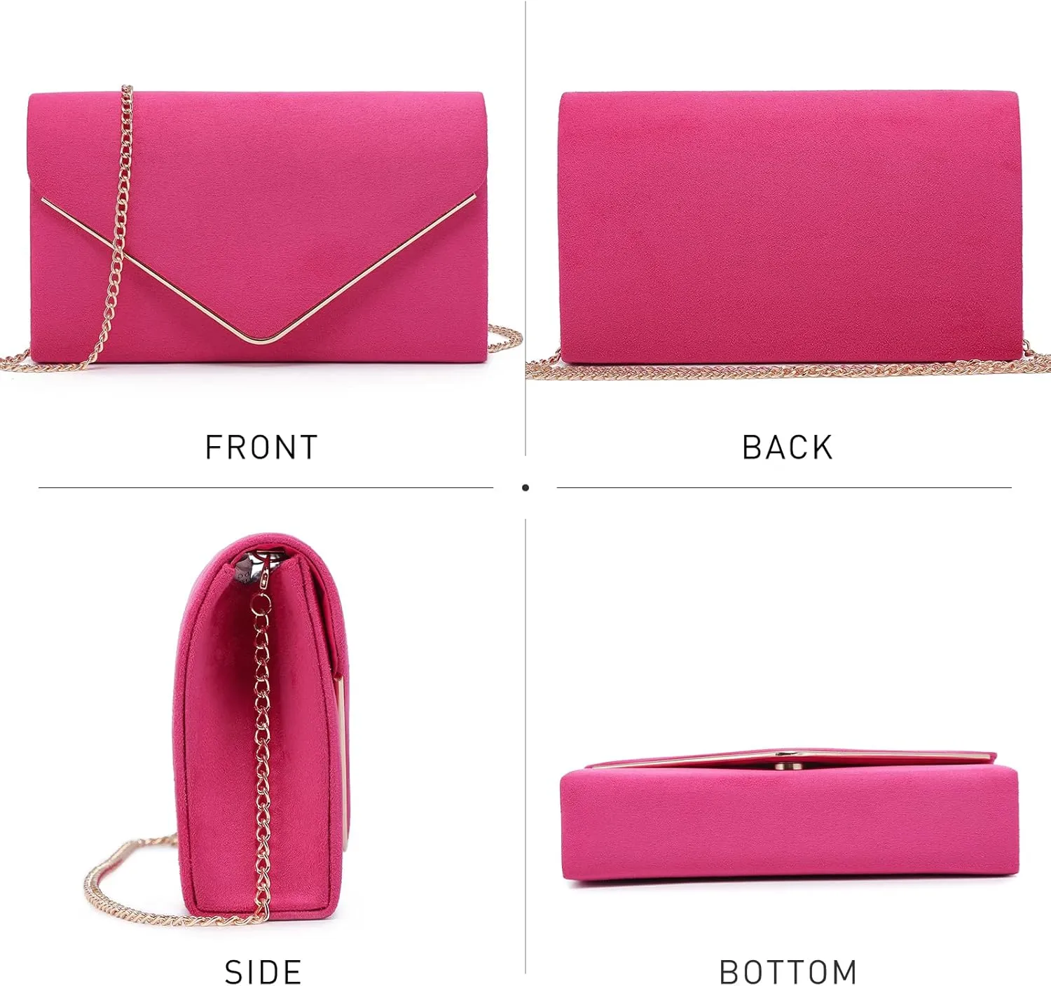 Dasein Women Faux Suede Evening Clutch Bags Formal Party Clutches Wedding Purses Cocktail Prom Clutches