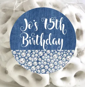 Denim & Diamonds Birthday Party Stickers