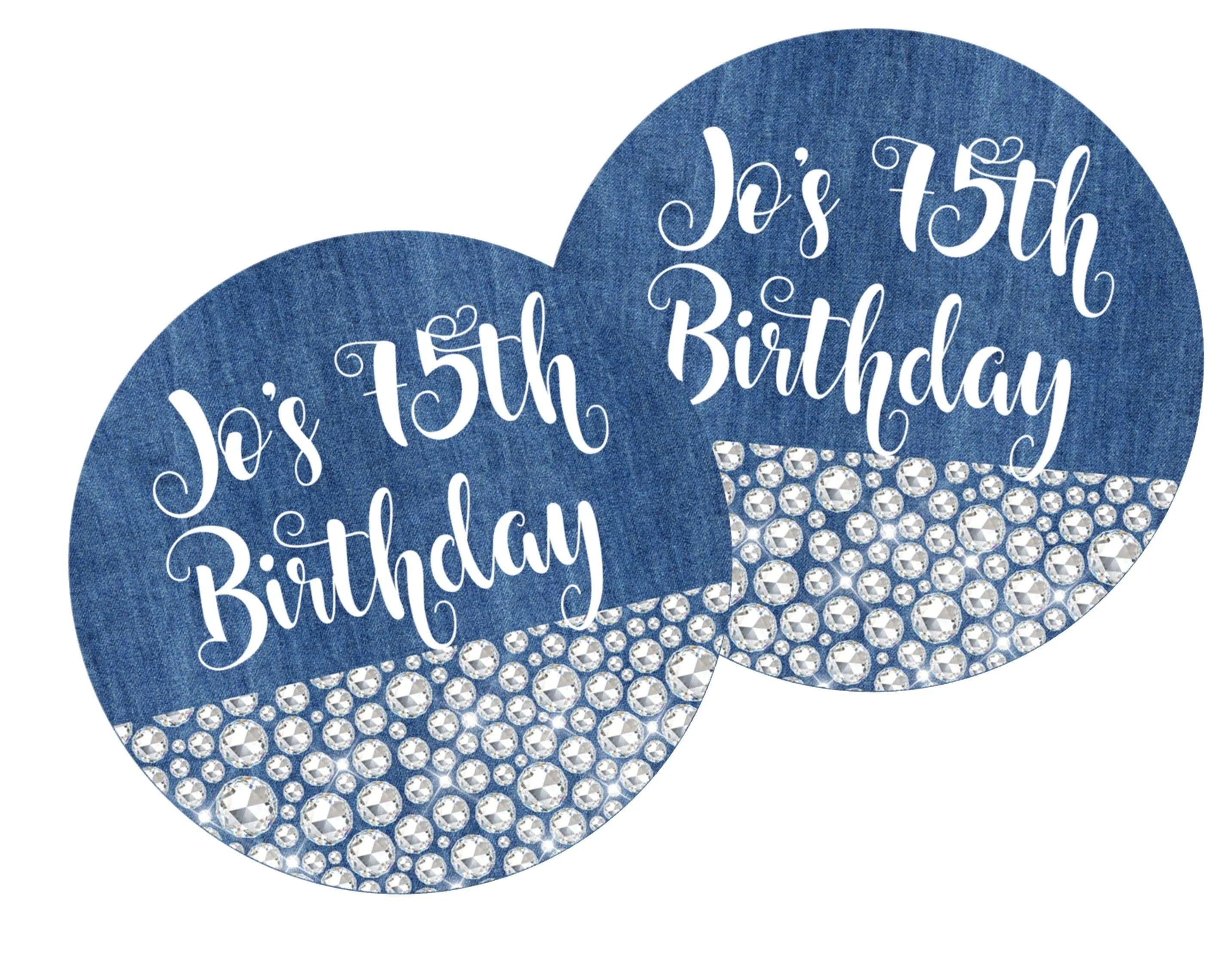 Denim & Diamonds Birthday Party Stickers