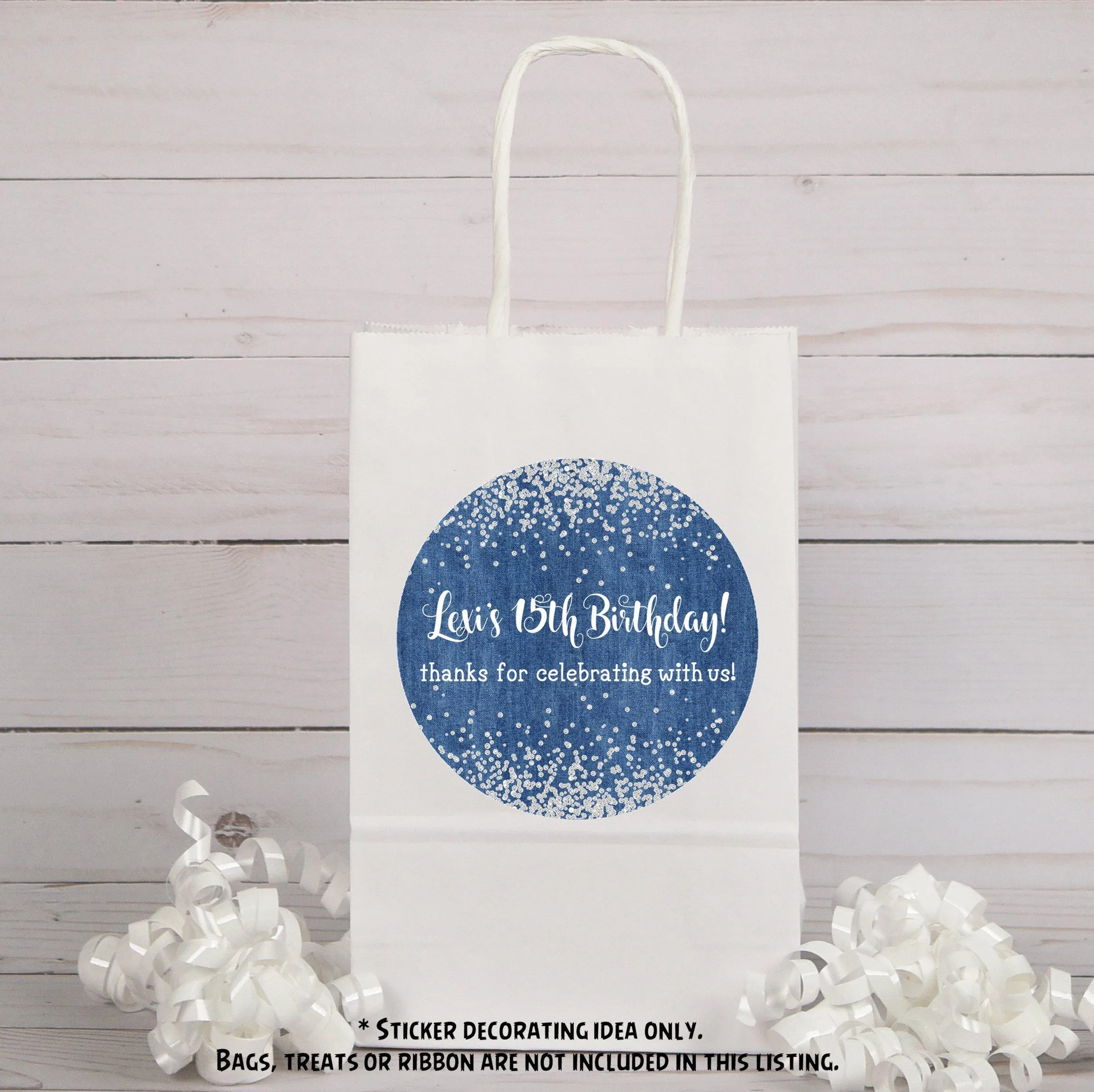 Denim & Diamonds Birthday Stickers