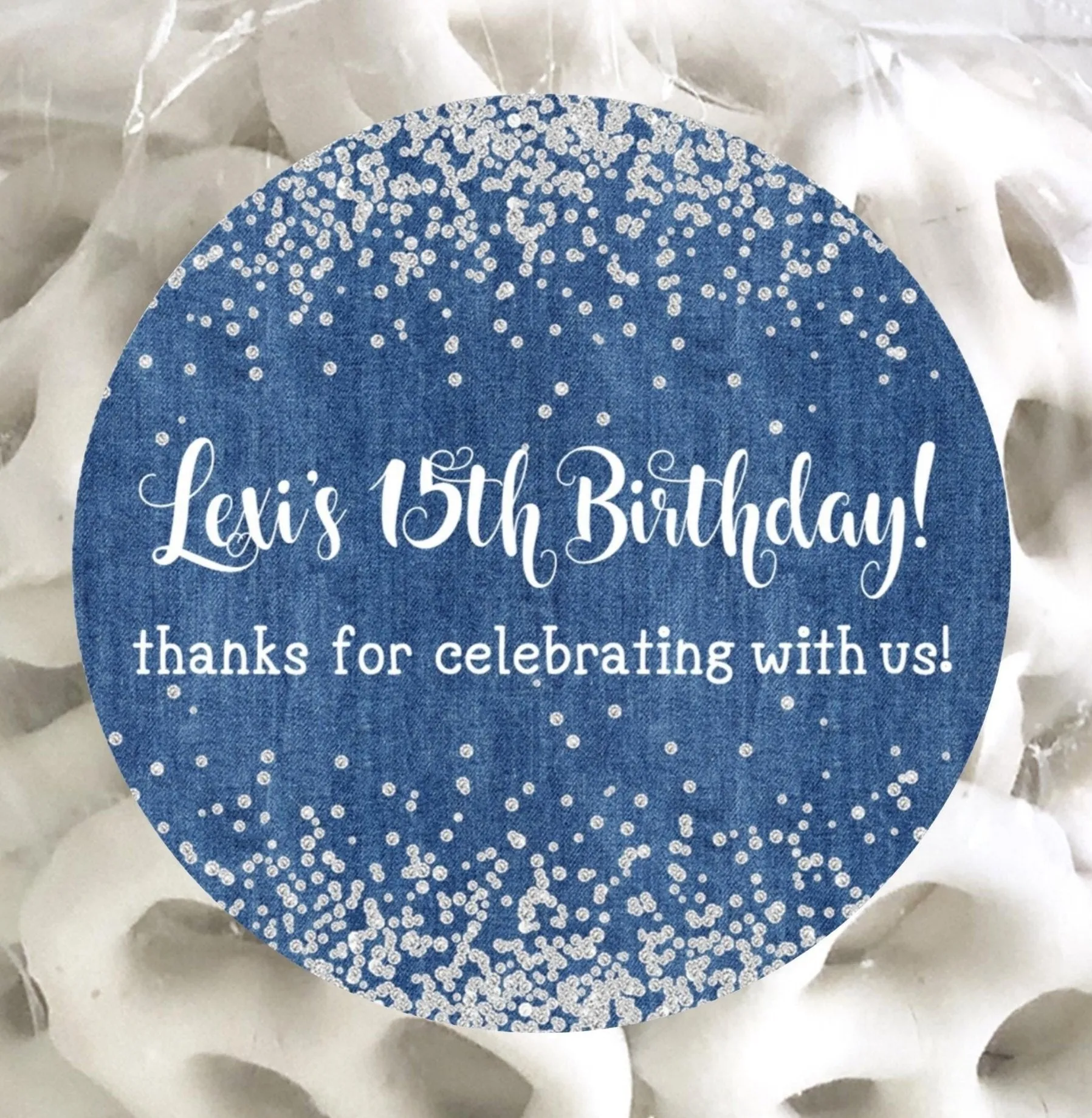 Denim & Diamonds Birthday Stickers