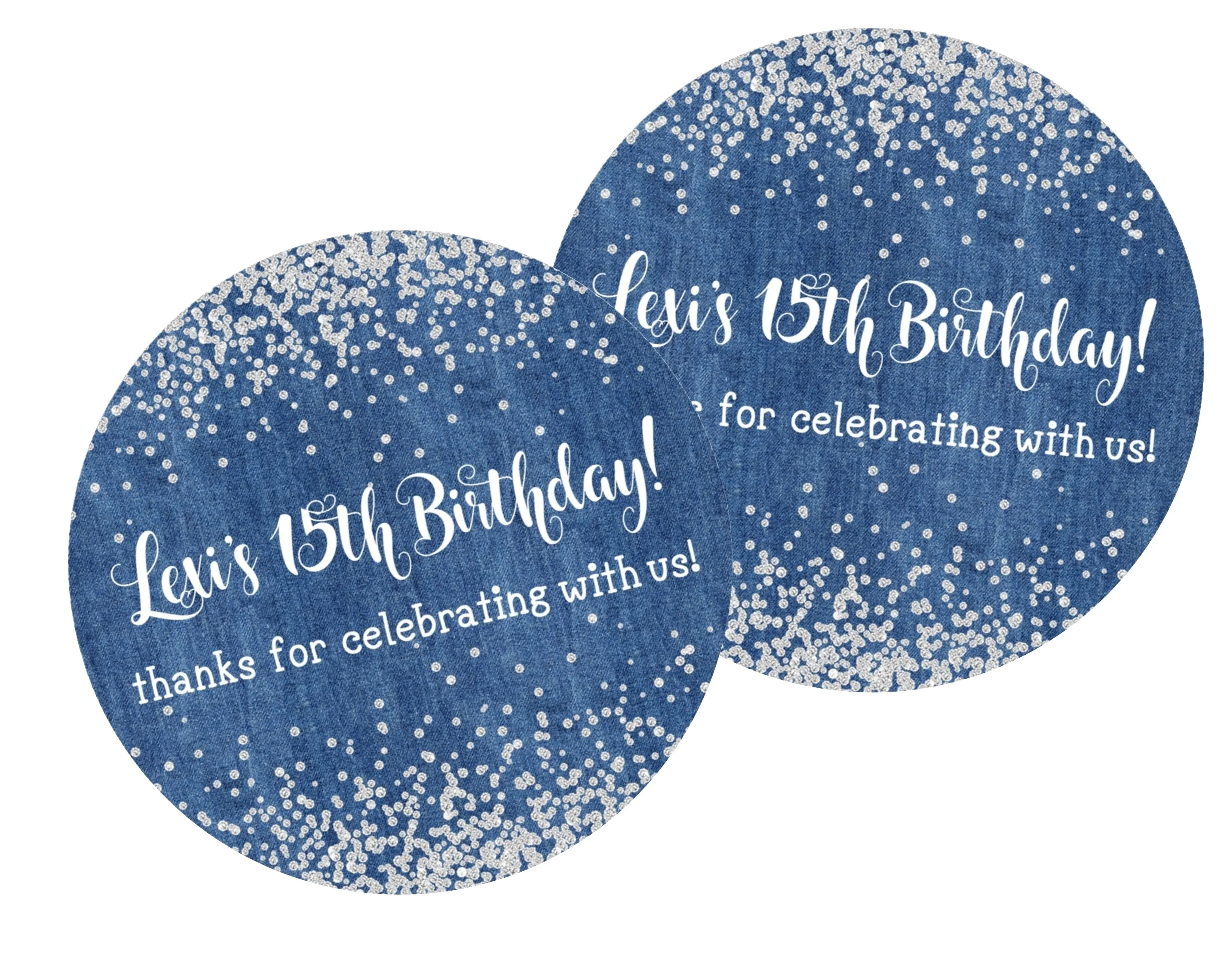 Denim & Diamonds Birthday Stickers