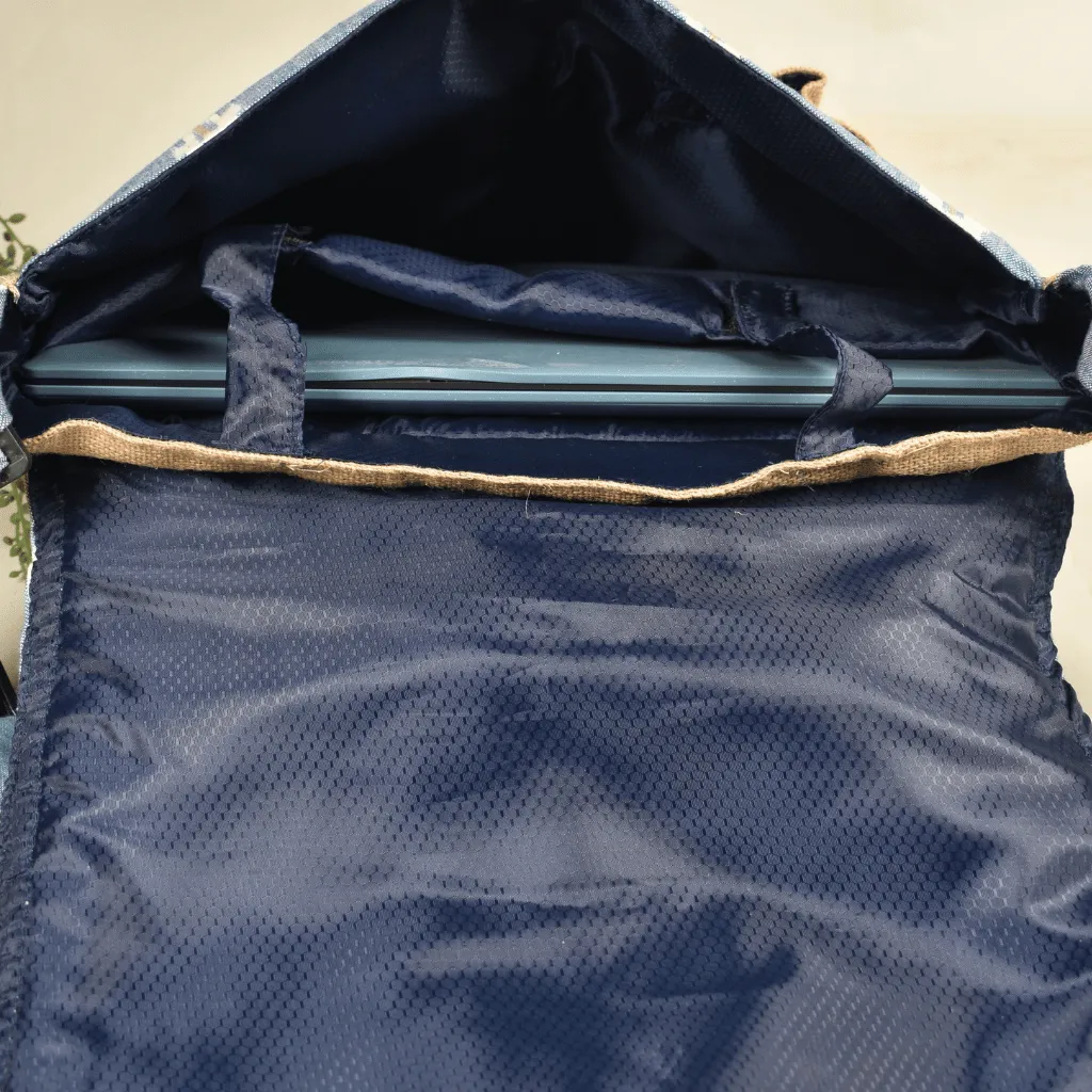 Denim and jute laptop bag