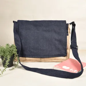 Denim and jute laptop bag