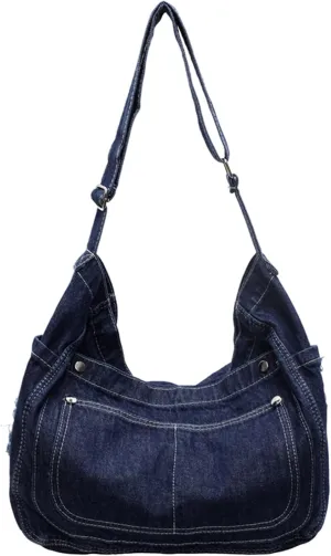 Denim Crossbody Bag Casual Messenger Shoulder Bag Change Purse Travel Daypacks