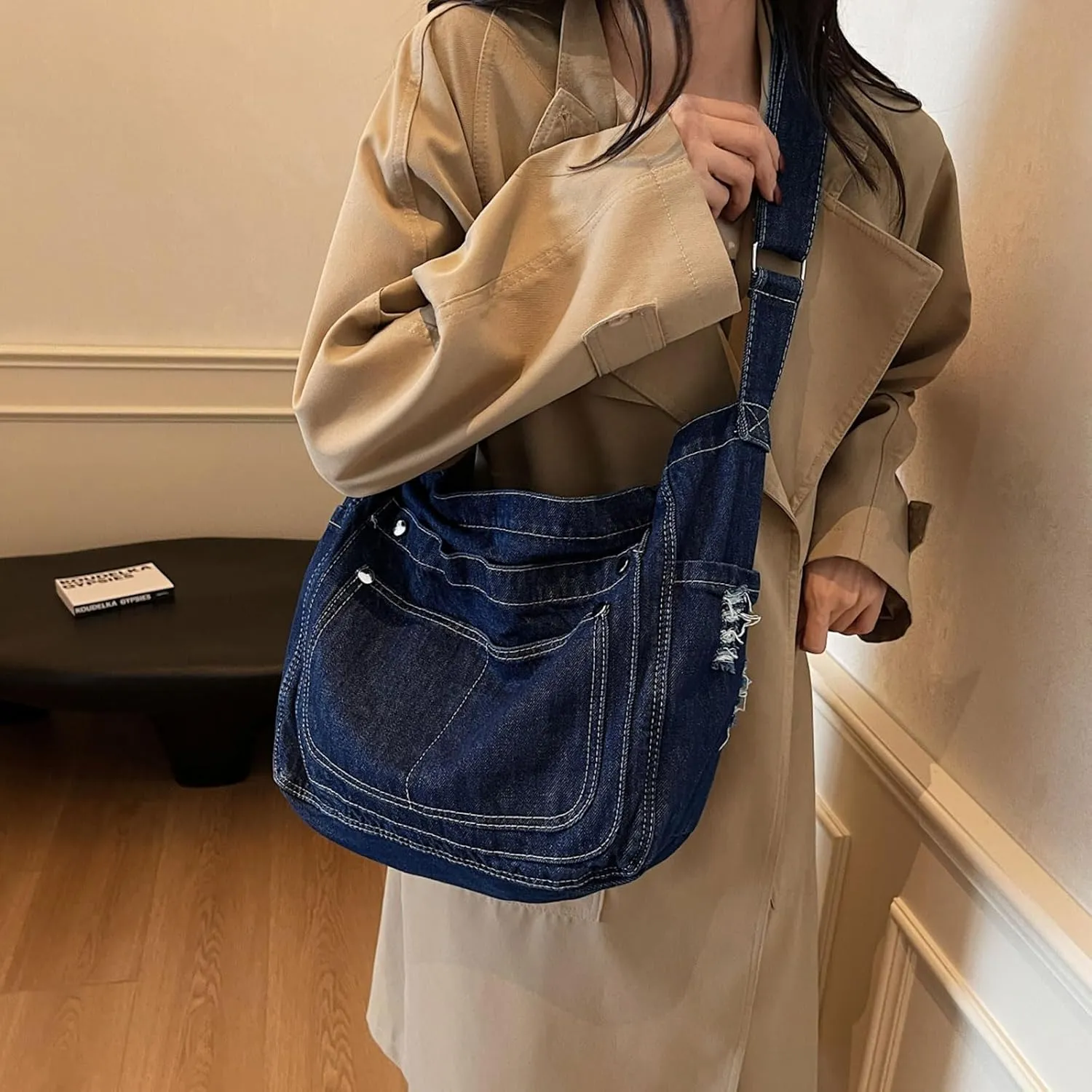 Denim Crossbody Bag Casual Messenger Shoulder Bag Change Purse Travel Daypacks