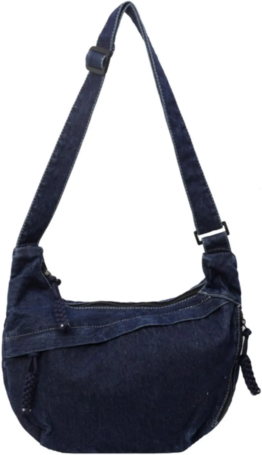 Denim Messenger Bag, Jean Crossbody Bag for Women Men