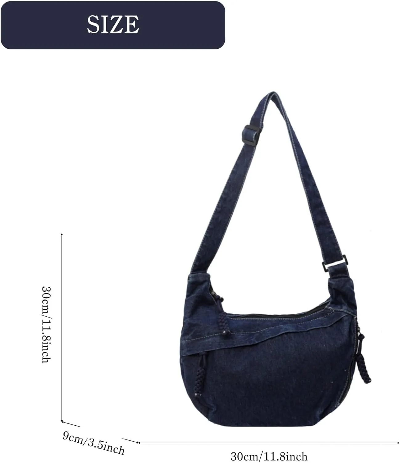 Denim Messenger Bag, Jean Crossbody Bag for Women Men