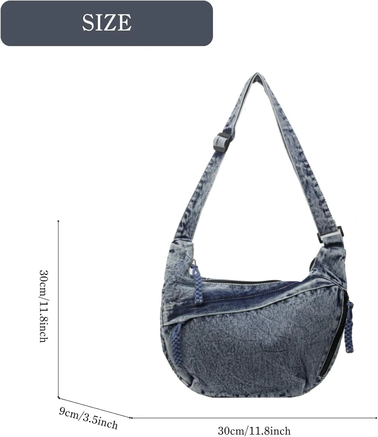 Denim Messenger Bag, Jean Crossbody Bag for Women Men