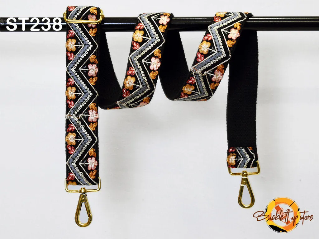 Detachable Guitar Strap Crossbody Strap for Purses Bags Embroidery Replacement Messenger Strap Boho Embroidered Tote Handbag Strap Gift Mom