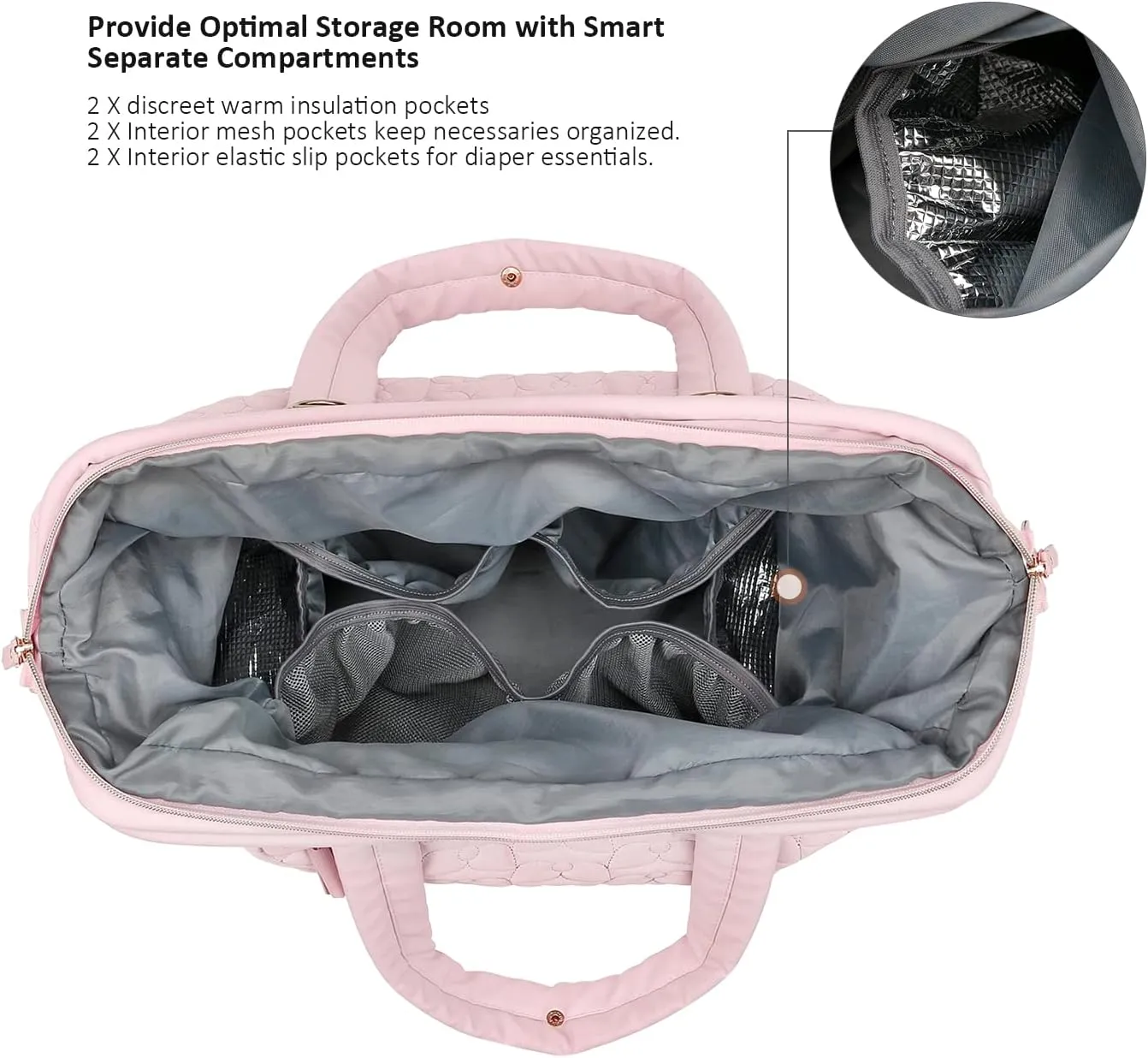 Diaper Quiltde Tote Large Mommy Maternity Bag Stroller Bag Upgrade Multi-Function with Adjustable Shoulder Strap