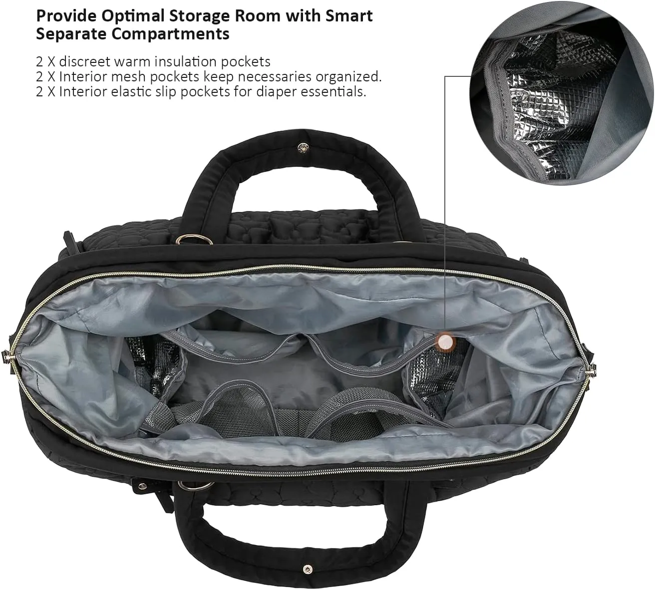 Diaper Quiltde Tote Large Mommy Maternity Bag Stroller Bag Upgrade Multi-Function with Adjustable Shoulder Strap