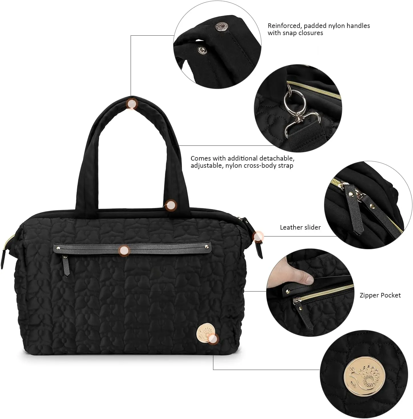 Diaper Quiltde Tote Large Mommy Maternity Bag Stroller Bag Upgrade Multi-Function with Adjustable Shoulder Strap