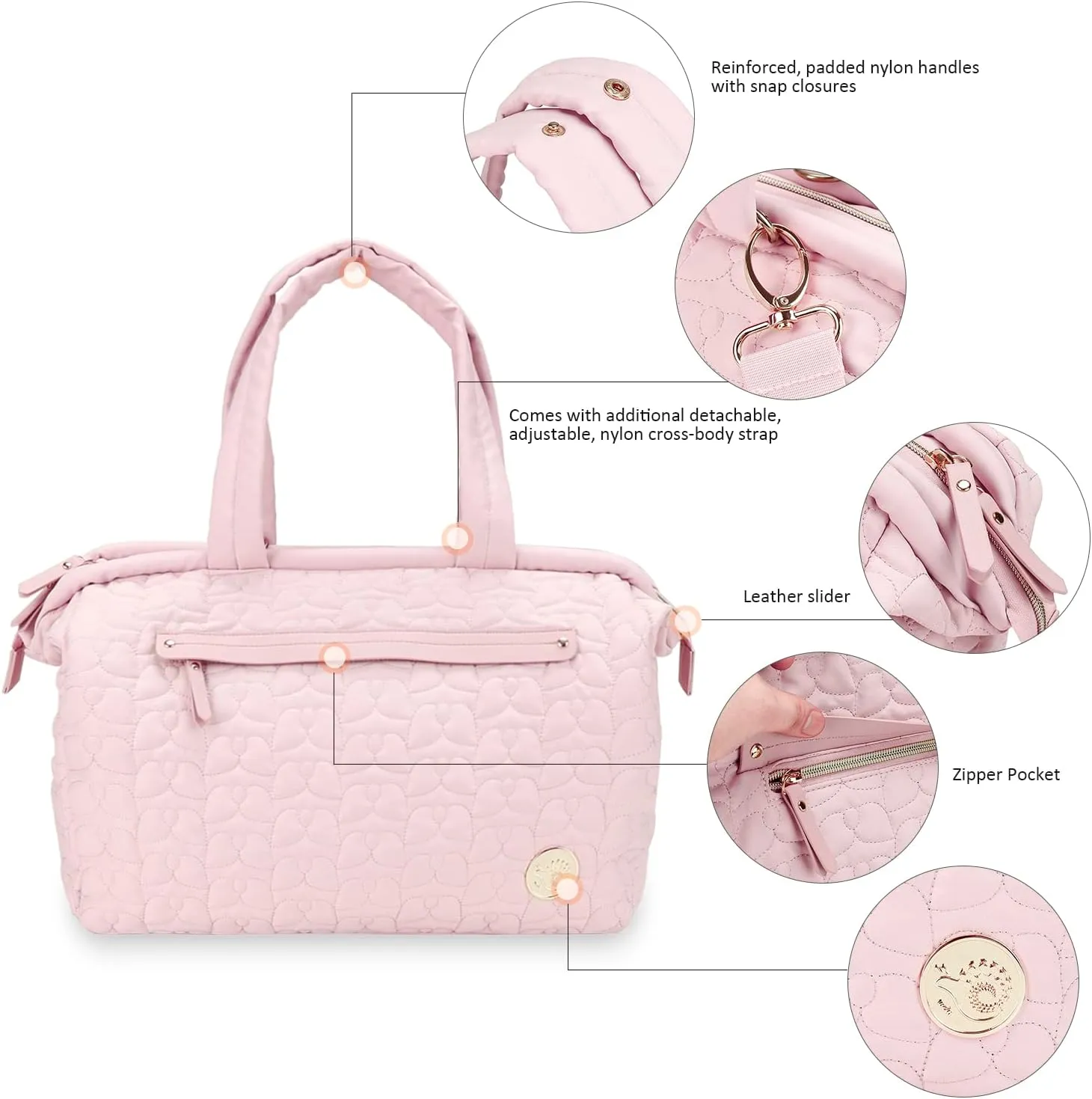 Diaper Quiltde Tote Large Mommy Maternity Bag Stroller Bag Upgrade Multi-Function with Adjustable Shoulder Strap