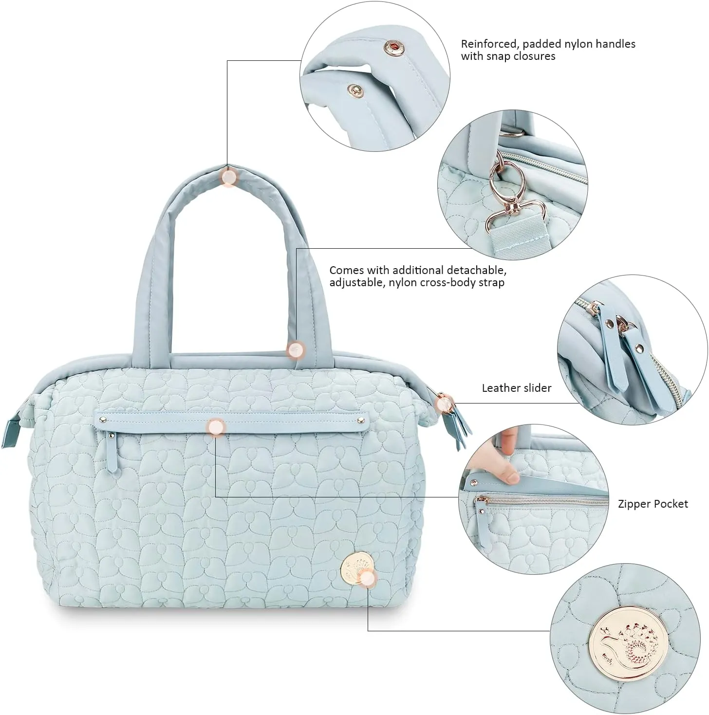 Diaper Quiltde Tote Large Mommy Maternity Bag Stroller Bag Upgrade Multi-Function with Adjustable Shoulder Strap
