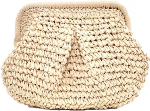 DIHKLCIO Straw Clutch Purses for Women Summer Beach Woven Bag Purse 2025 Cloud Dumpling Pouch Crossbody Handbags