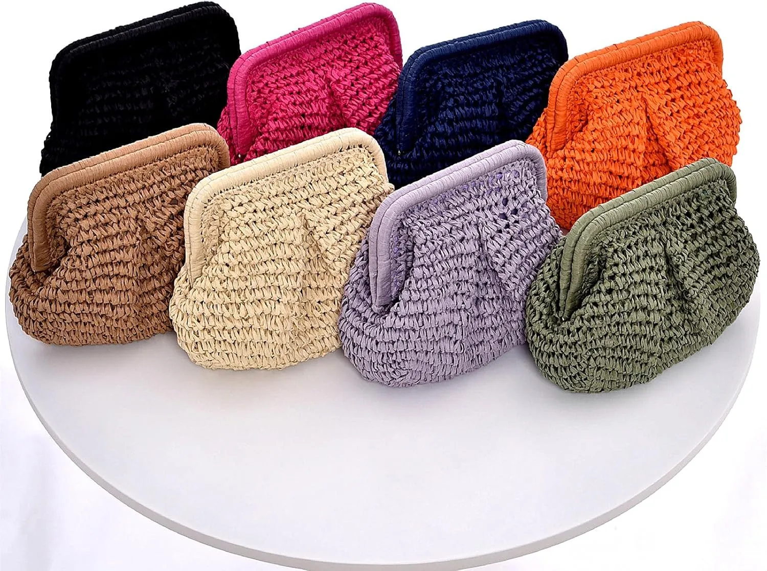 DIHKLCIO Straw Clutch Purses for Women Summer Beach Woven Bag Purse 2025 Cloud Dumpling Pouch Crossbody Handbags