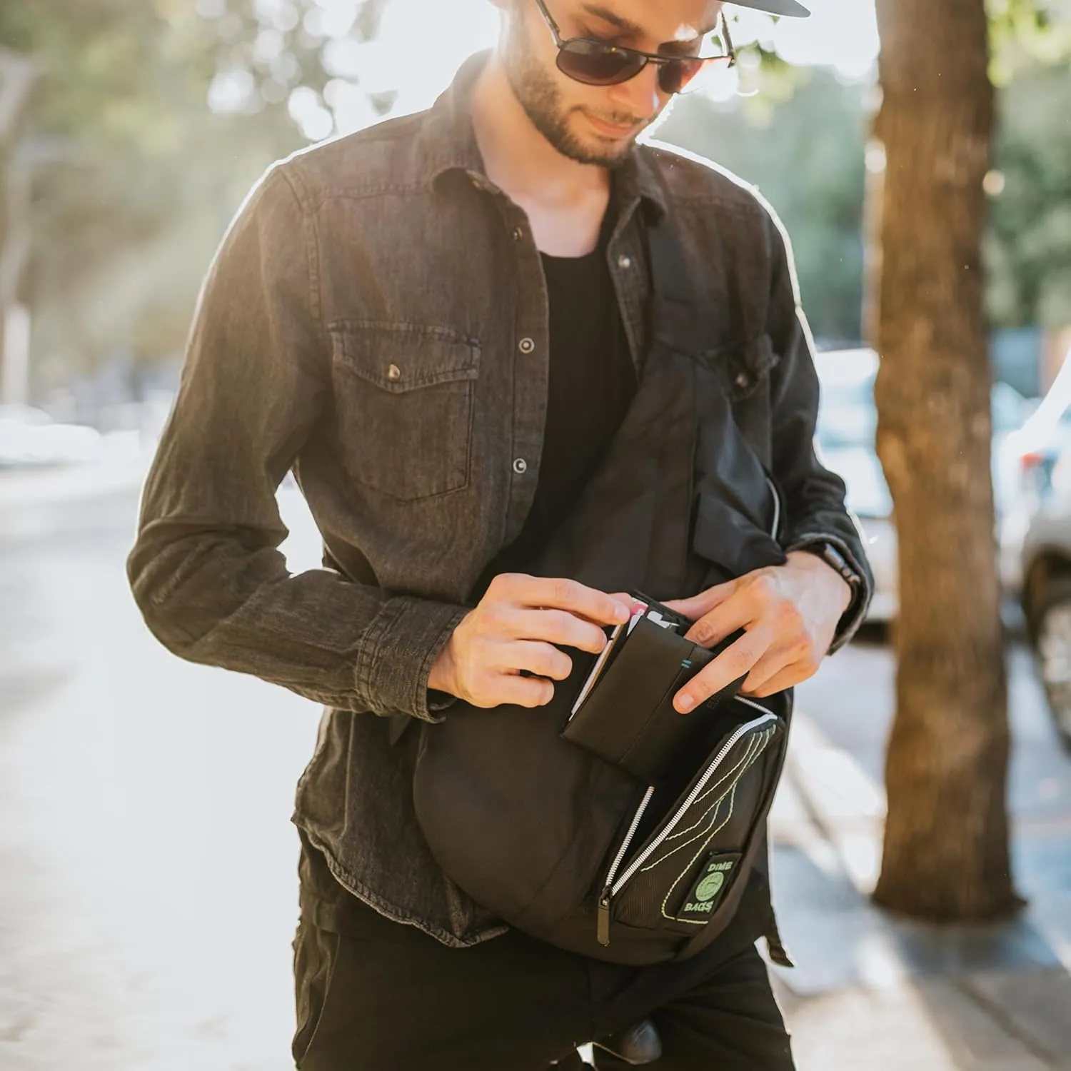 DIME BAGS - Slinger Crossbody Bag - Premium Over the Shoulder Sling Bag - Cross Body Strap Backpack (Aqua)