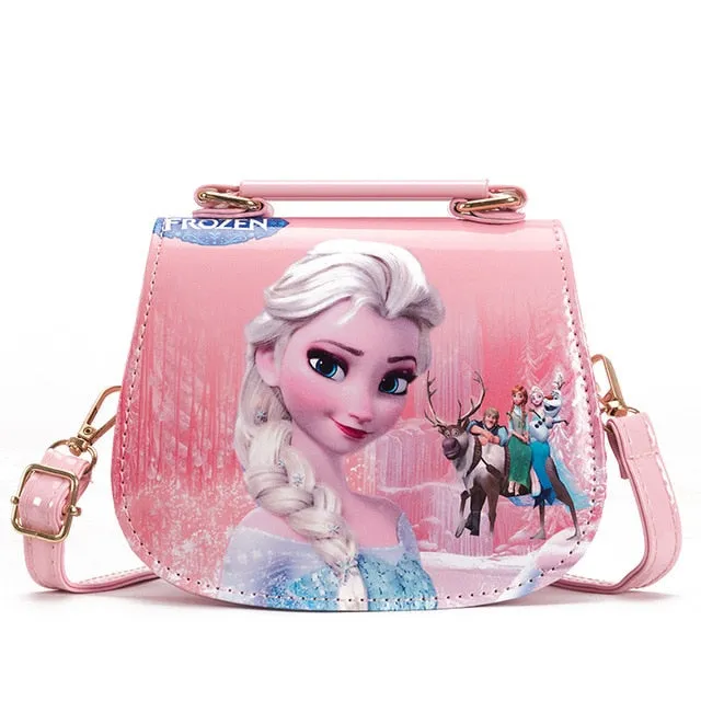 Disney Kindergarten Girl Frozen Princess Shoulder Bag PU Children cartoon Elsa Handbags Travel Outlet Crossbody Bag