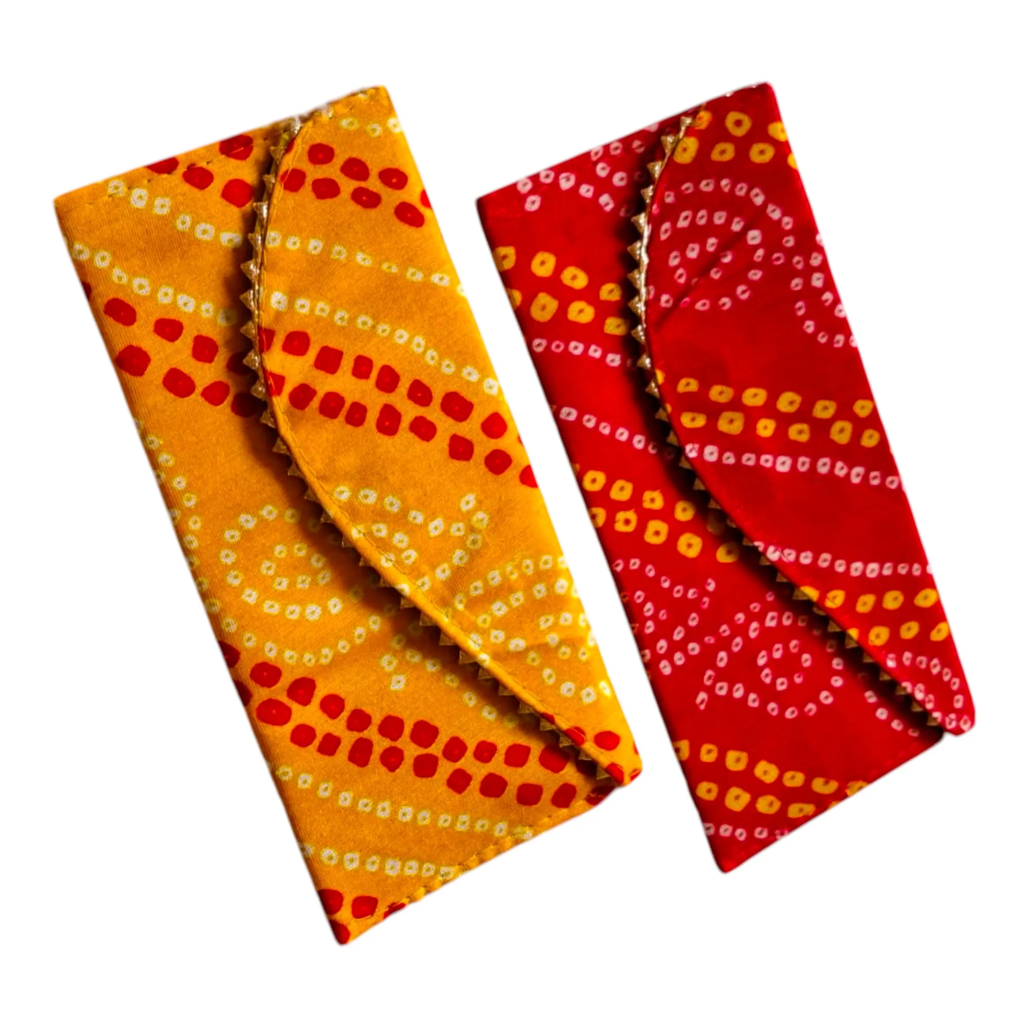 DMS RETAIL Ethnic Bandhani Pattern Potli Purse for Ladies, Return Gifts, Shagun Money Envelopes, Potli Bags for Women, Traditional Party Favor Bags (Pack of 2)