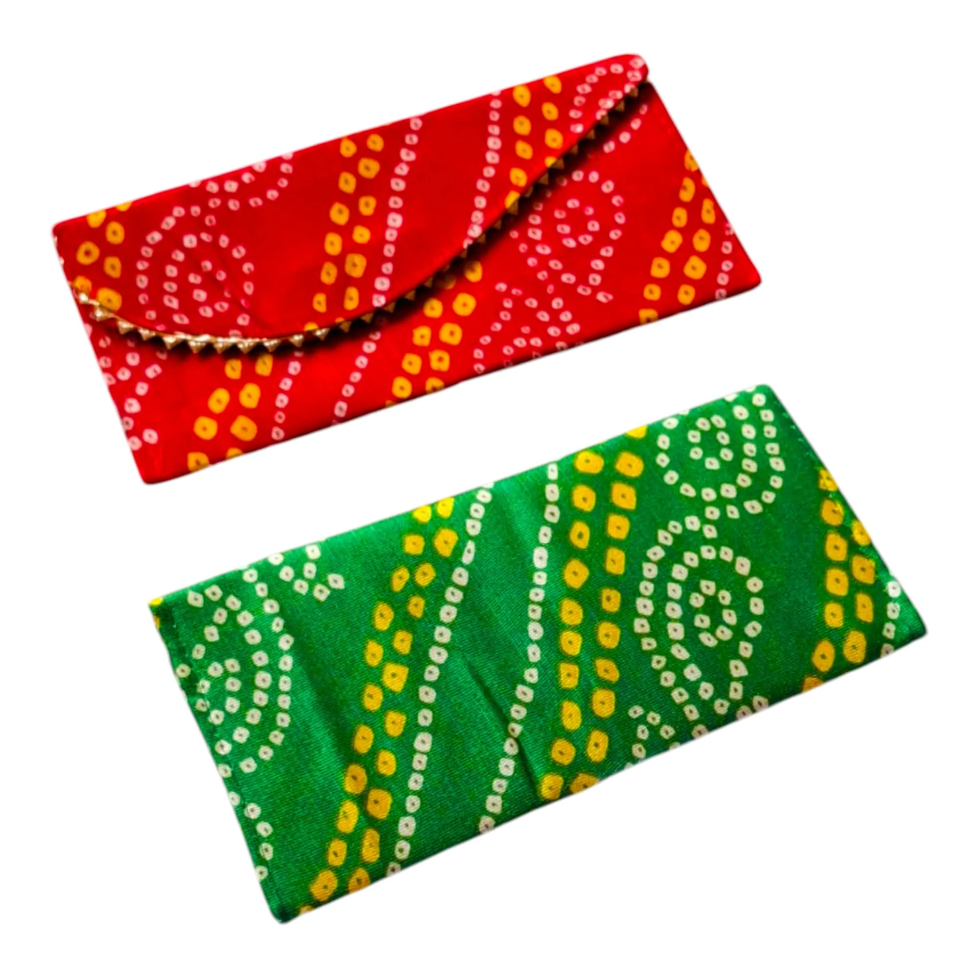 DMS RETAIL Ethnic Bandhani Pattern Potli Purse for Ladies, Return Gifts, Shagun Money Envelopes, Potli Bags for Women, Traditional Party Favor Bags (Pack of 2)