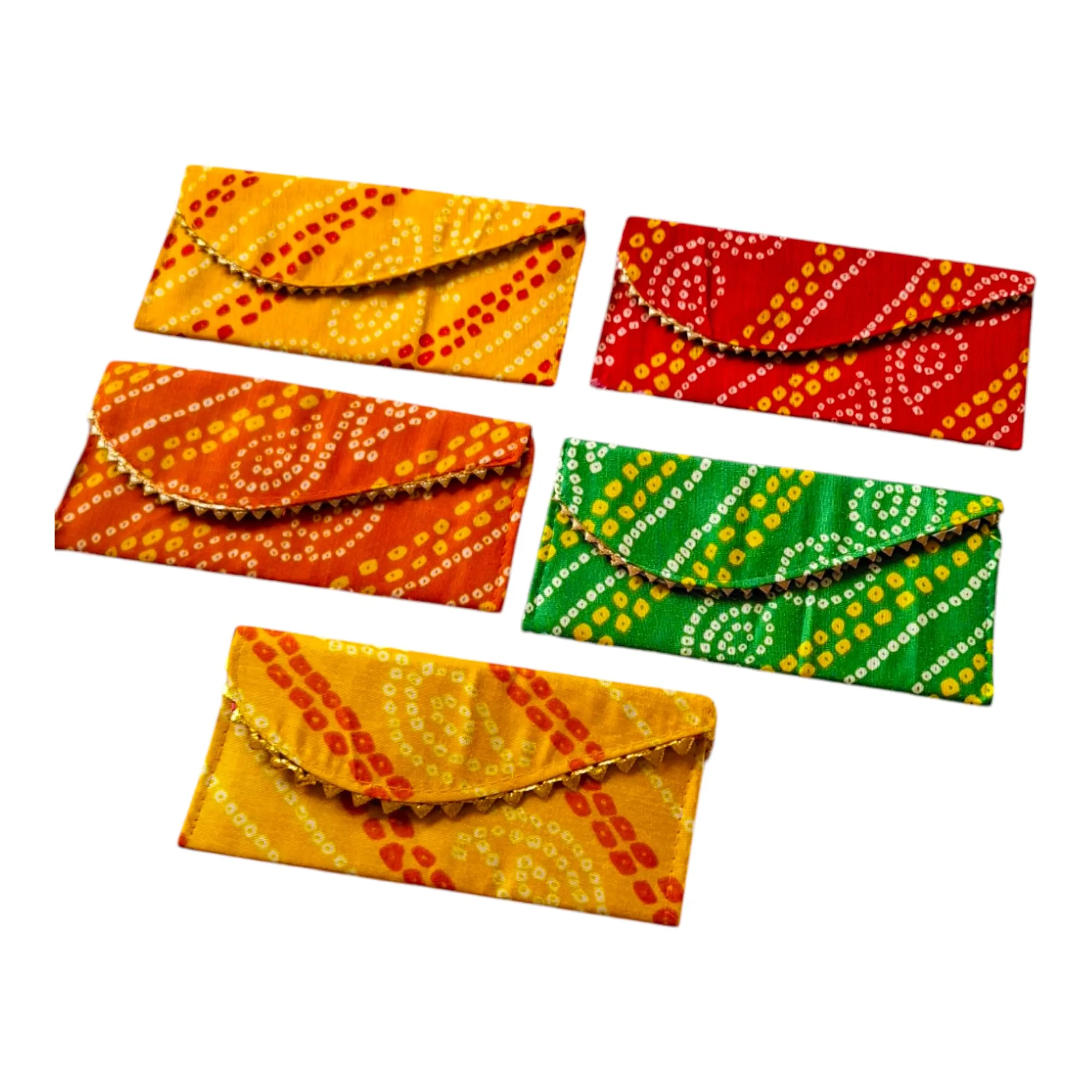 DMS RETAIL Ethnic Bandhani Pattern Potli Purse for Ladies, Return Gifts, Shagun Money Envelopes, Potli Bags for Women, Traditional Party Favor Bags (Pack of 2)