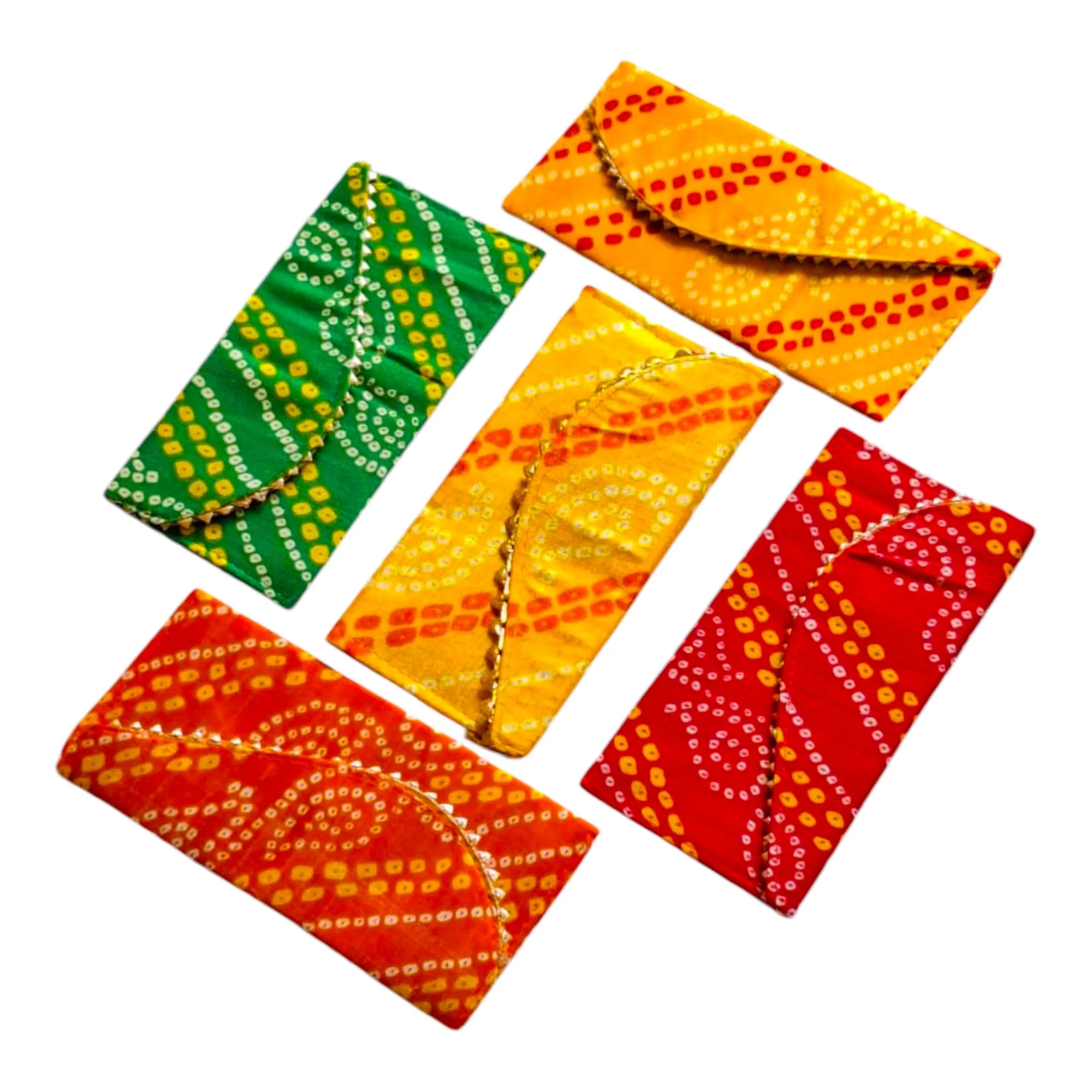 DMS RETAIL Ethnic Bandhani Pattern Potli Purse for Ladies, Return Gifts, Shagun Money Envelopes, Potli Bags for Women, Traditional Party Favor Bags (Pack of 2)