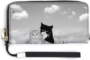Donnapink Long Clutch Wallet, Long Handbag with Wristlet Strap, PU Leather Zip Purse