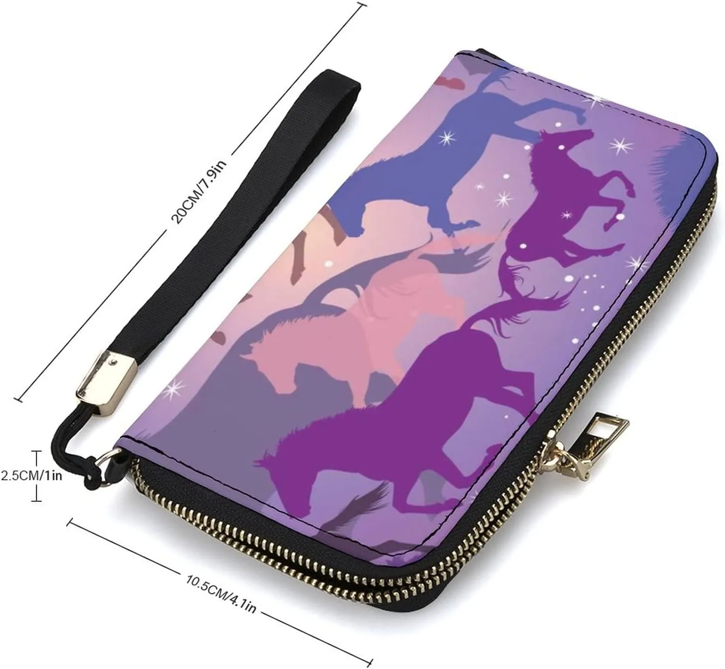 Donnapink Long Clutch Wallet, Long Handbag with Wristlet Strap, PU Leather Zip Purse
