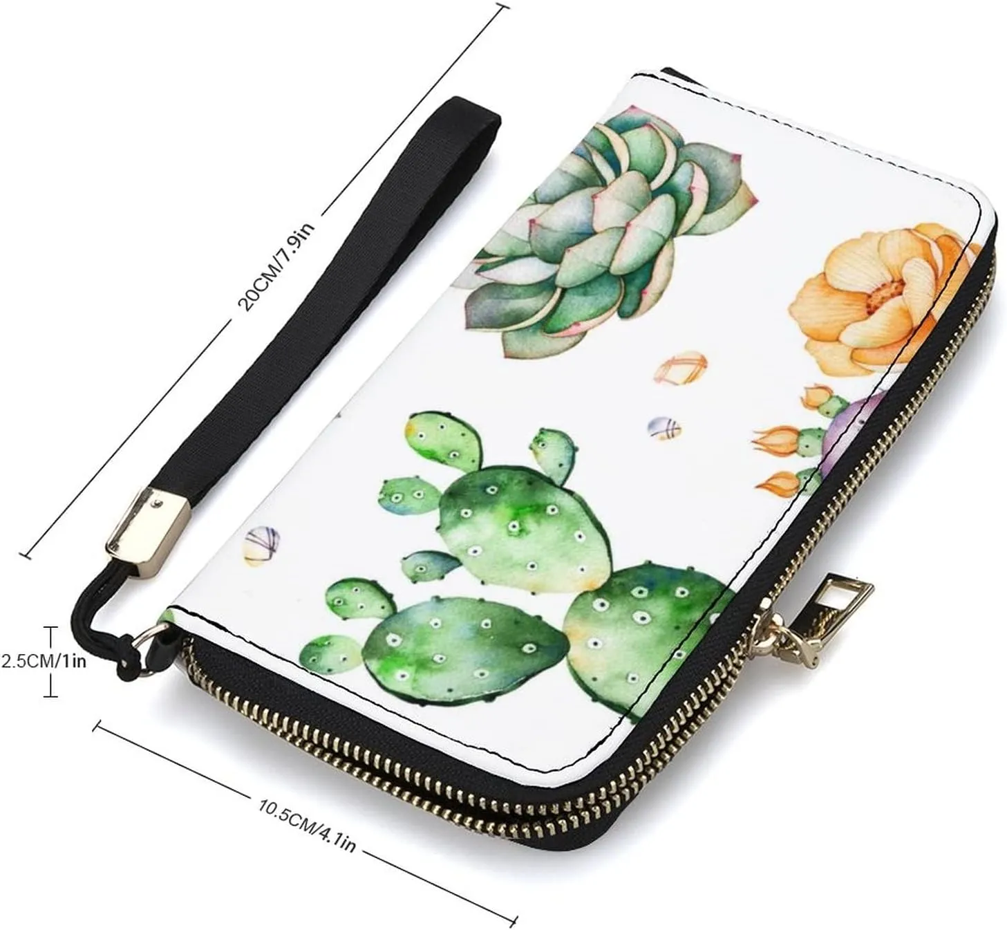 Donnapink Long Clutch Wallet, Long Handbag with Wristlet Strap, PU Leather Zip Purse
