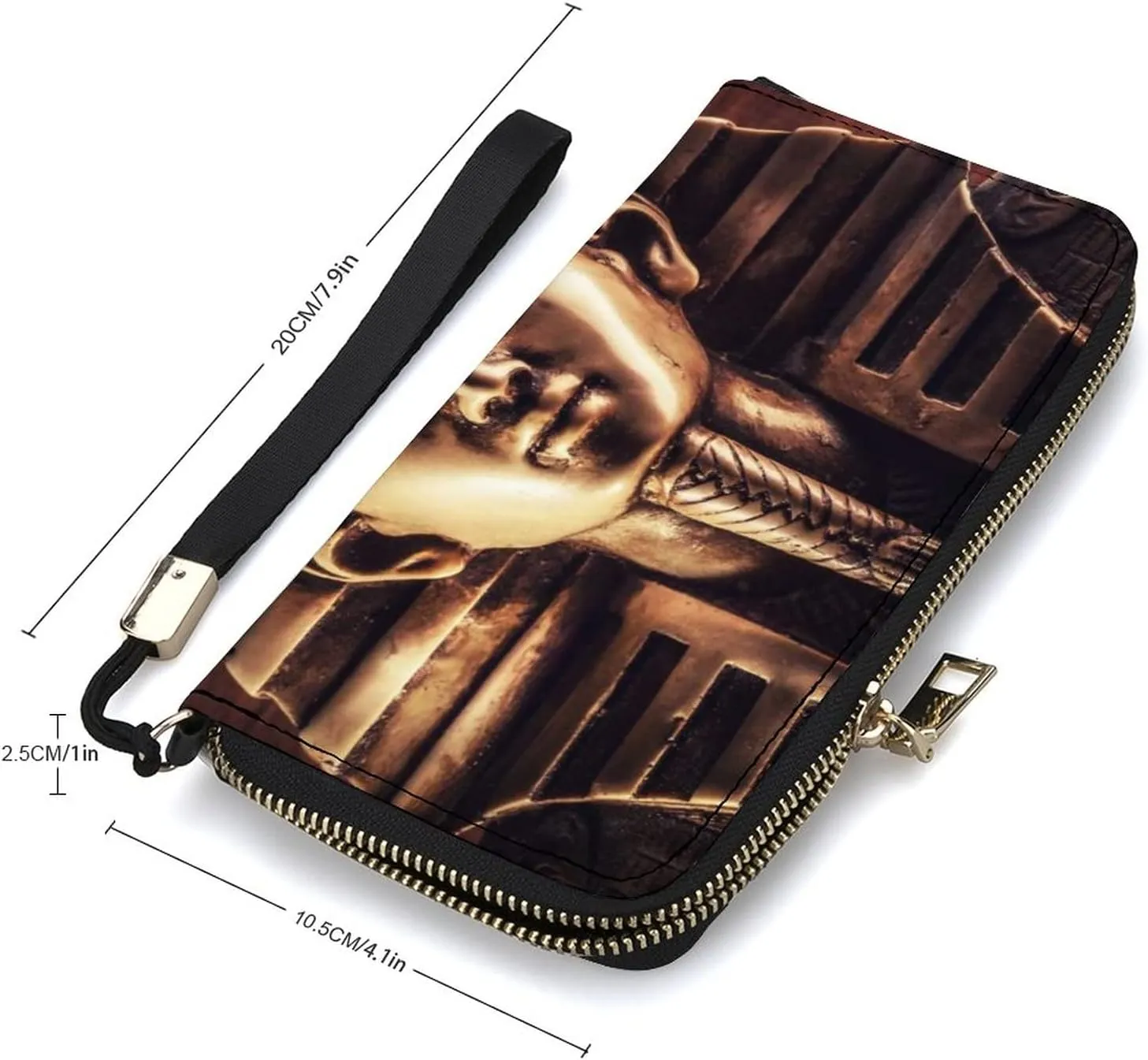 Donnapink Long Clutch Wallet, Long Handbag with Wristlet Strap, PU Leather Zip Purse