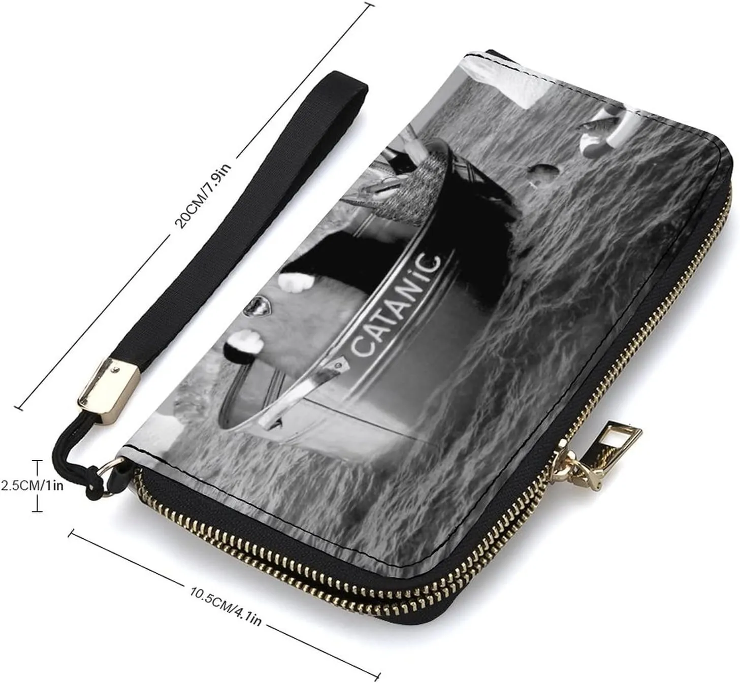 Donnapink Long Clutch Wallet, Long Handbag with Wristlet Strap, PU Leather Zip Purse