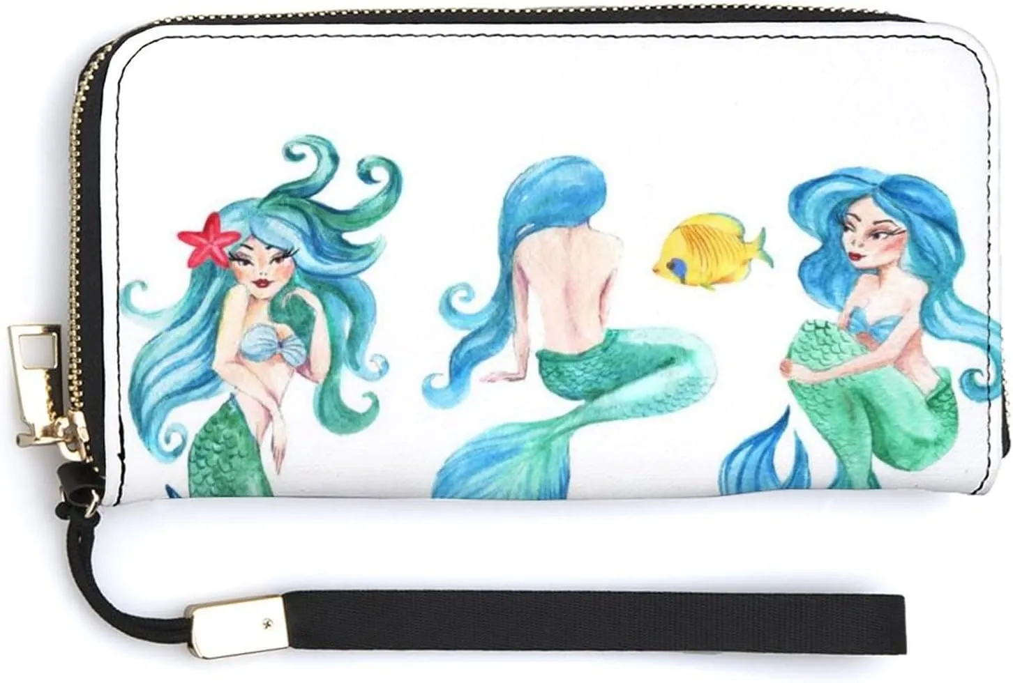 Donnapink Long Clutch Wallet, Long Handbag with Wristlet Strap, PU Leather Zip Purse