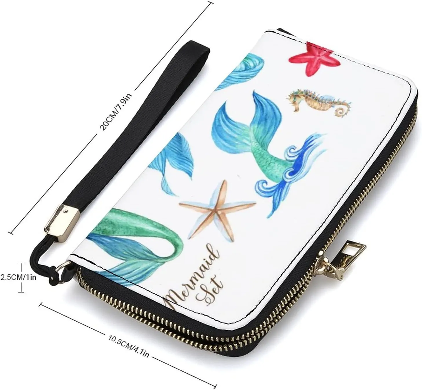 Donnapink Long Clutch Wallet, Long Handbag with Wristlet Strap, PU Leather Zip Purse