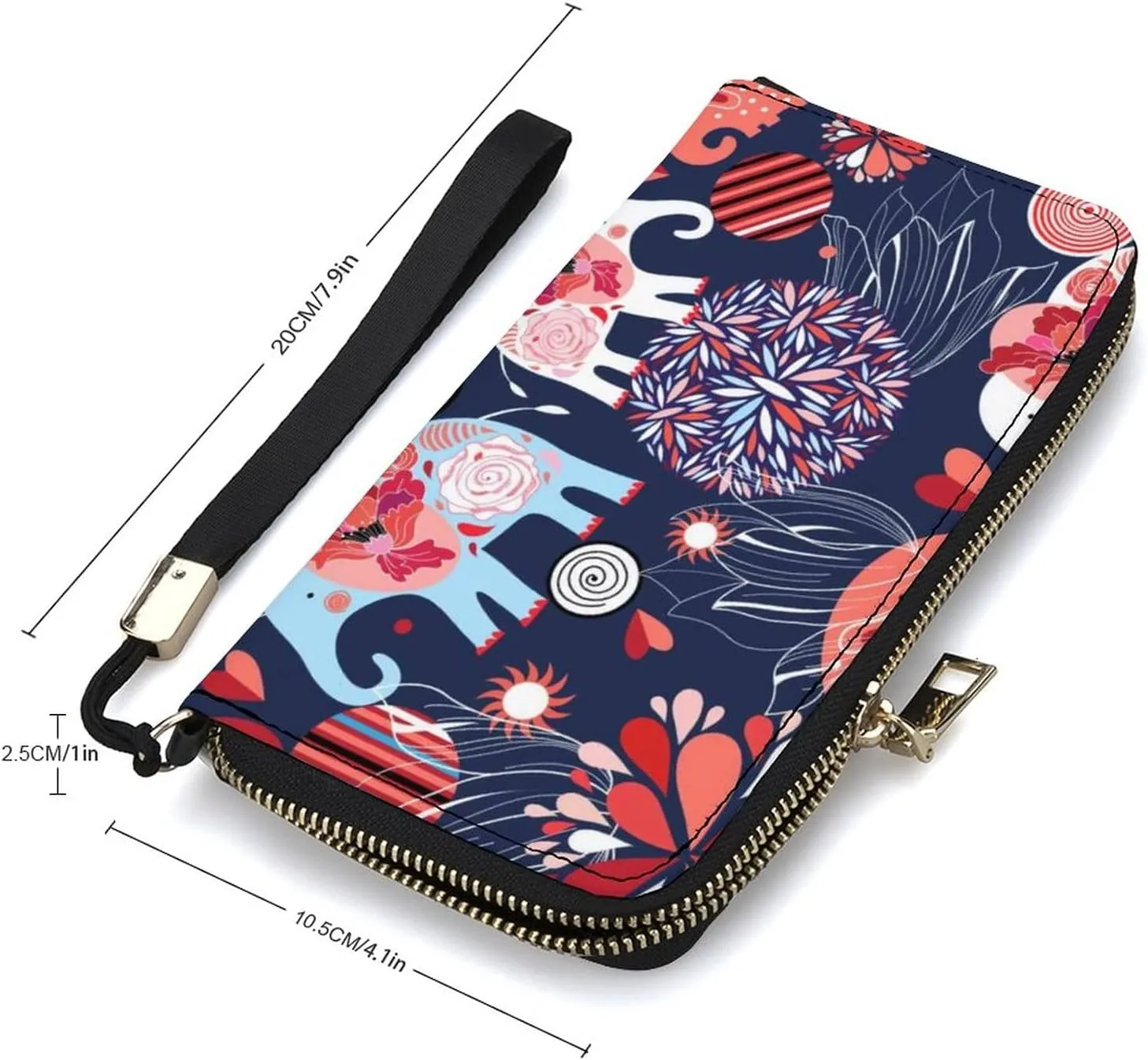 Donnapink Long Clutch Wallet, Long Handbag with Wristlet Strap, PU Leather Zip Purse