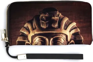 Donnapink Long Clutch Wallet, Long Handbag with Wristlet Strap, PU Leather Zip Purse