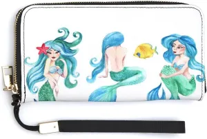 Donnapink Long Clutch Wallet, Long Handbag with Wristlet Strap, PU Leather Zip Purse