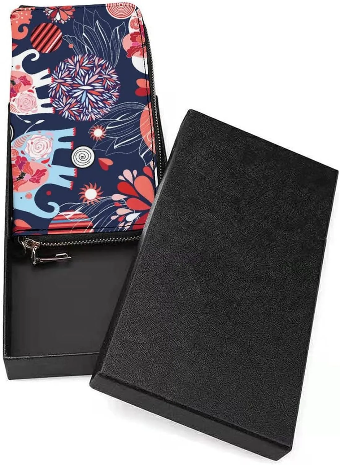 Donnapink Long Clutch Wallet, Long Handbag with Wristlet Strap, PU Leather Zip Purse